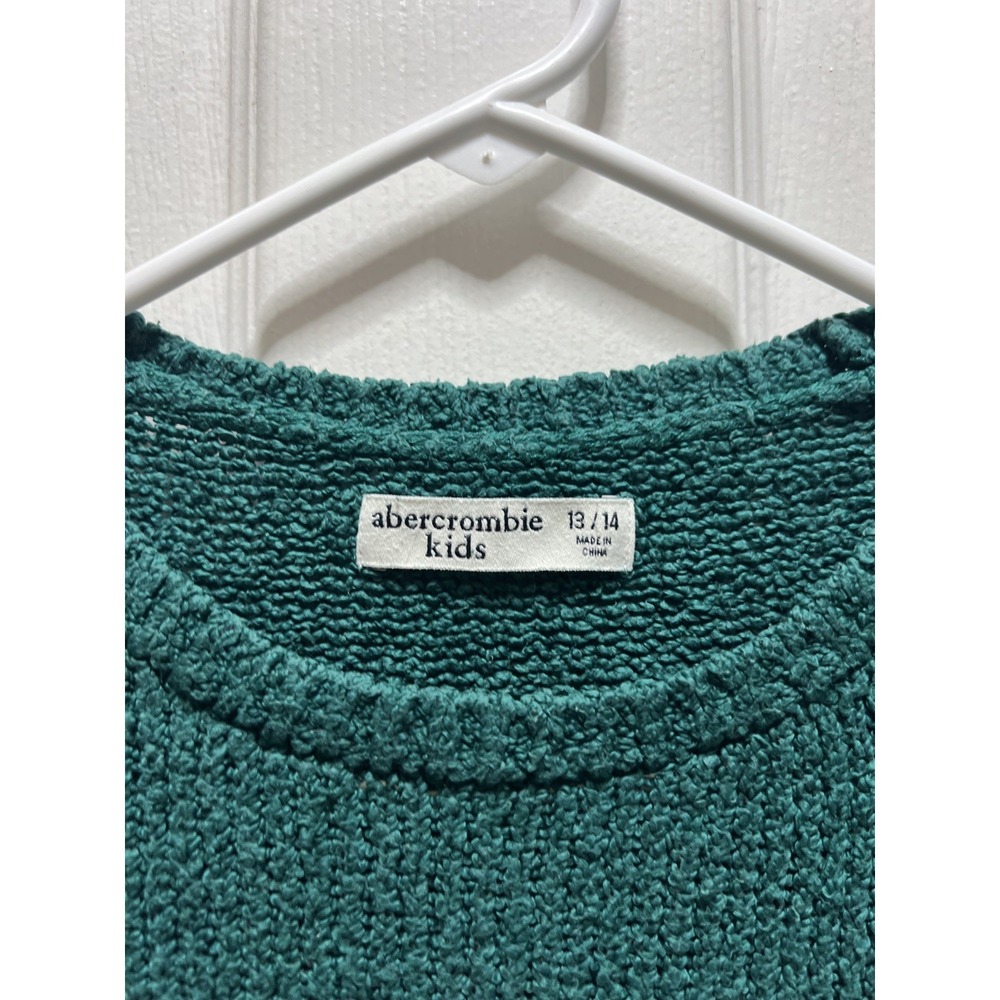 Abercrombie Kids Size 13/14 Girls Long Sleeve Sweater Green with white and pink - Picture 8 of 11